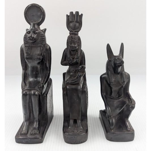 Egyptian God Figurine Set of 3 - Sekhmet, Isis Nursing Her son, Anubis