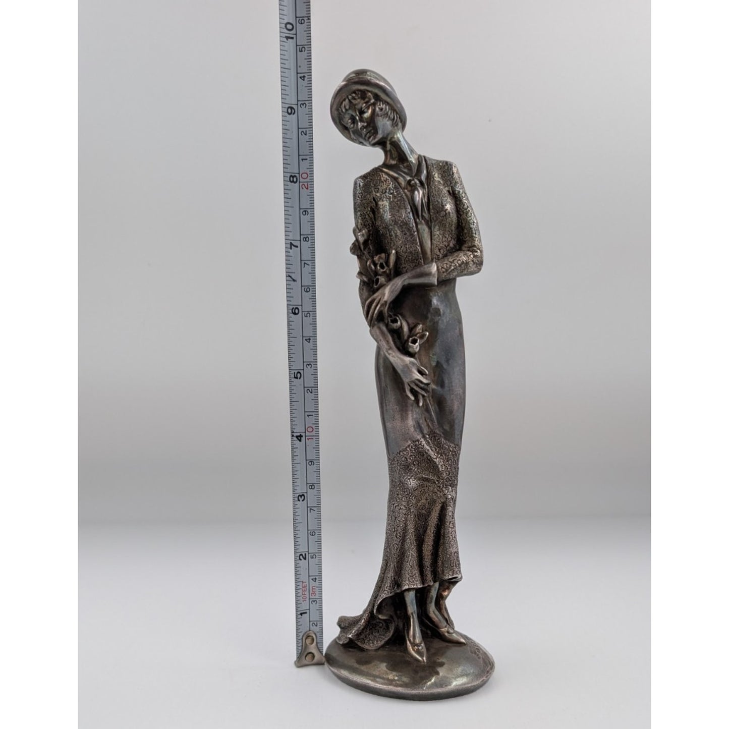 Fratelli Magrino Argentieri Sterling Silver Over Resin Lady Figurine Italy