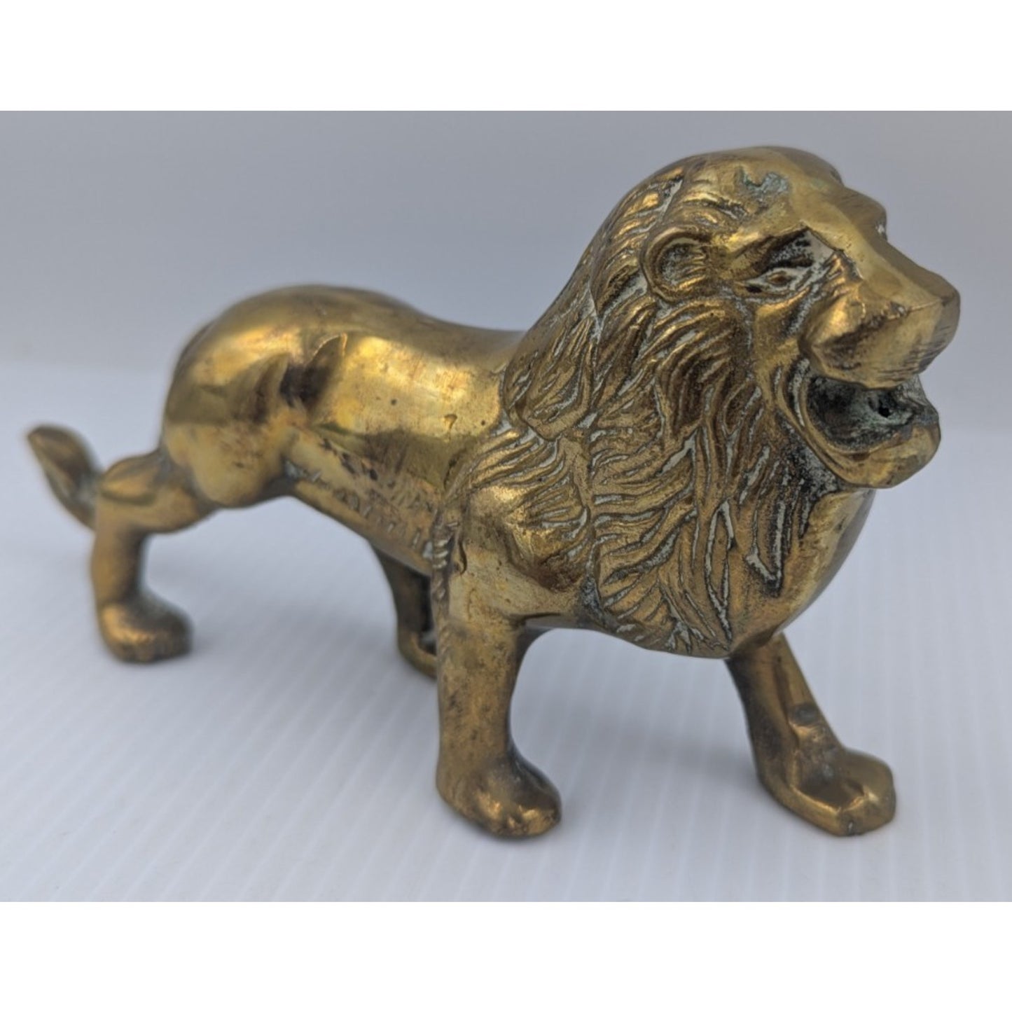 Vintage Roaring Brass Lion Figure 7.5"