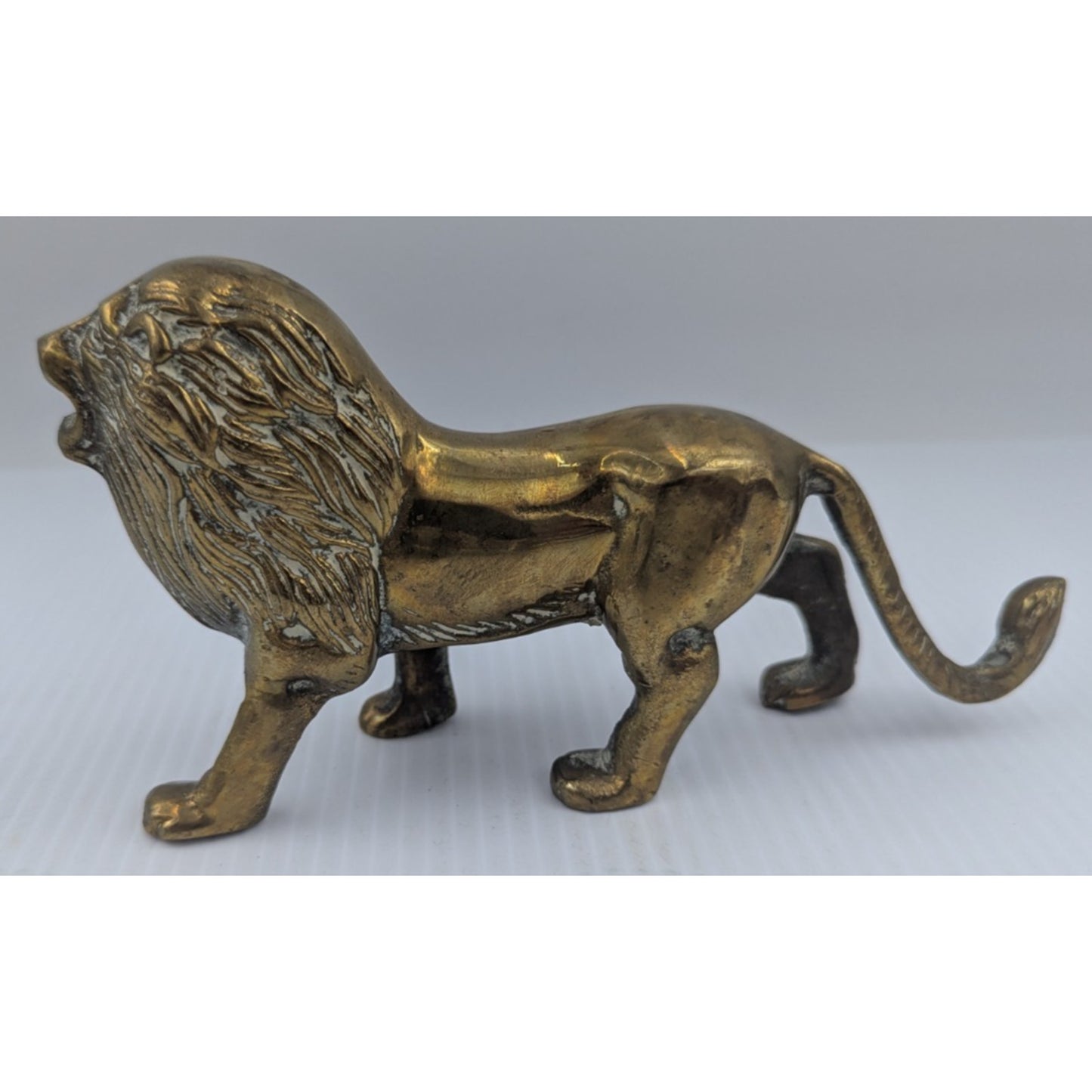 Vintage Roaring Brass Lion Figure 7.5"