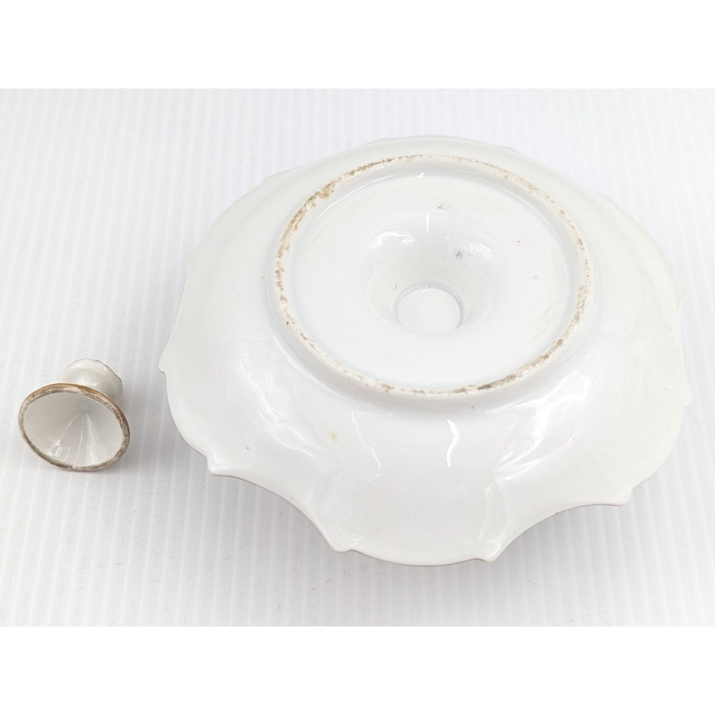 Hand Painted Porcelain Inkwell Floral Gilded With Lid Dresden (?)