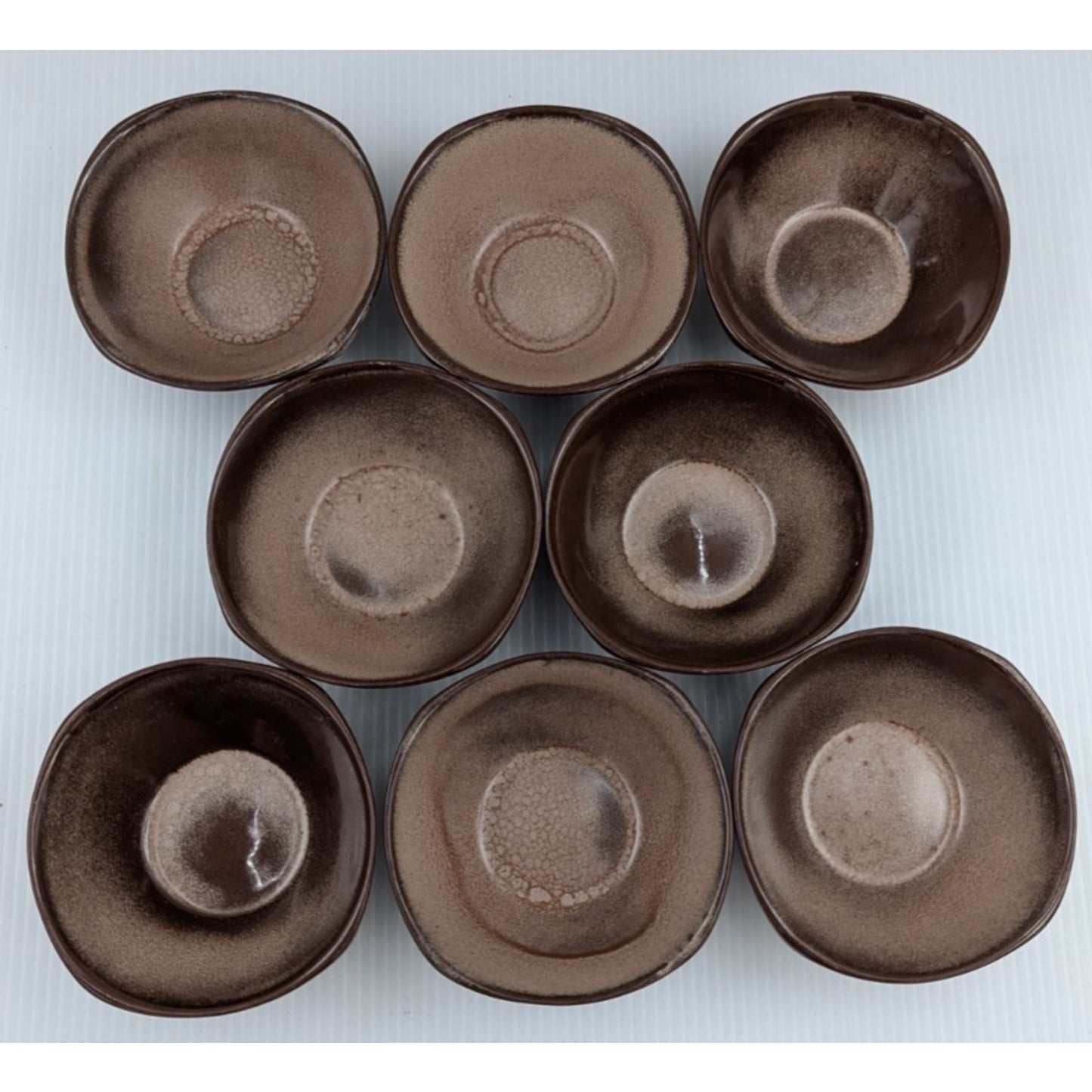 Frankoma Pottery Dessert Fruit Sauce Bowl Set of 8 Bowls 5" Plainsman Brown