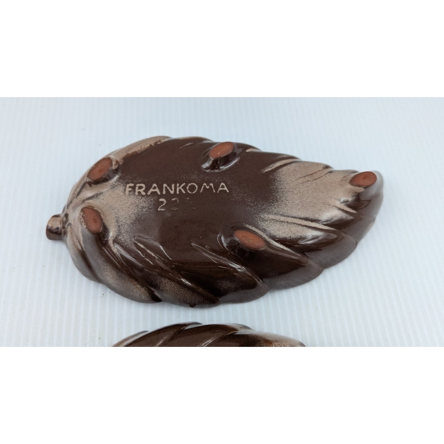 Frankoma Pottery Leaf Dish Snack Candy Nut Plate Set of 2 Plainsman Brown 225
