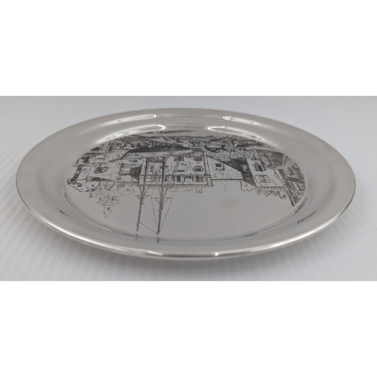 Gorham Sterling Silver Plate Little Boatyard Venice by Lionel Barrymore LE 8"