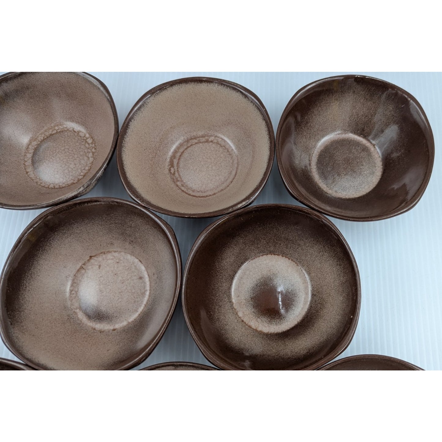 Frankoma Pottery Dessert Fruit Sauce Bowl Set of 8 Bowls 5" Plainsman Brown