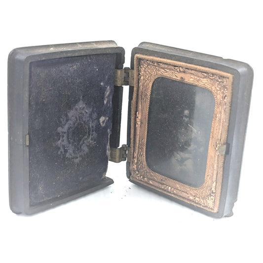 Antique Daguerreotype Tintype Photograph Tin Type With Case