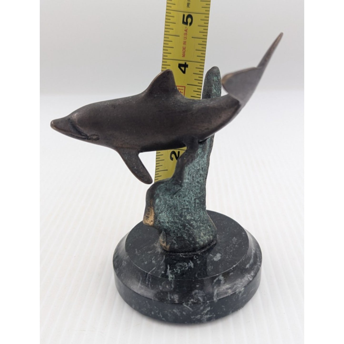 Dolphin Brass Sculpture Vintage SPI Marble Base Small