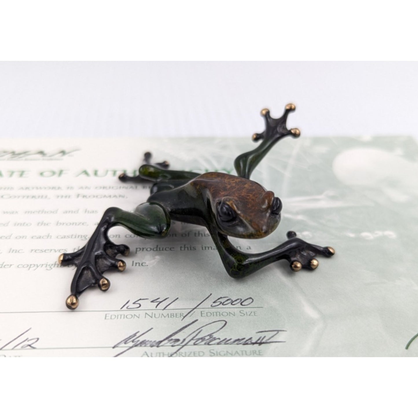 Tim Cotterill Frogman Bronze Frog Sculpture “Twister” LE #1541/5000 with COA