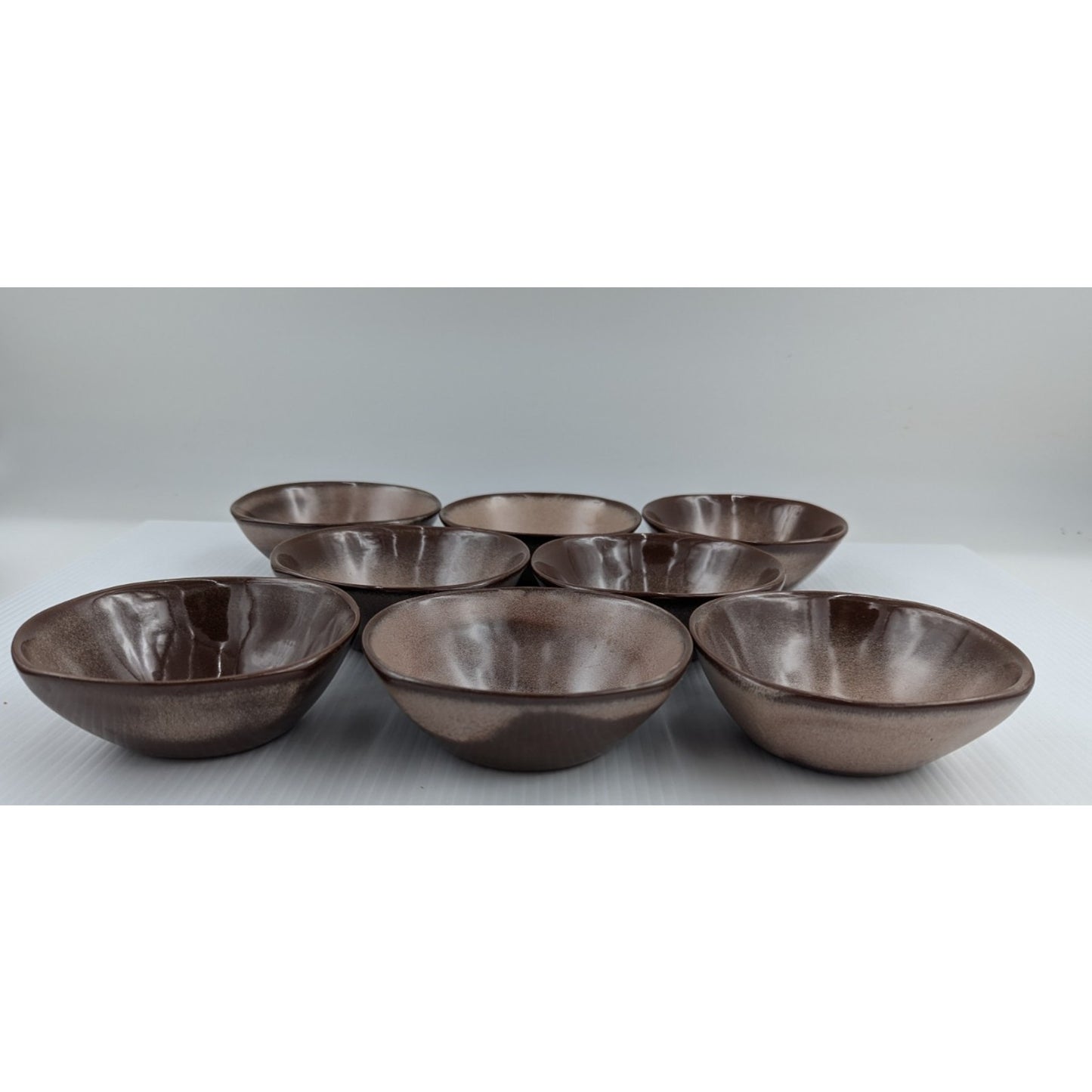 Frankoma Pottery Dessert Fruit Sauce Bowl Set of 8 Bowls 5" Plainsman Brown
