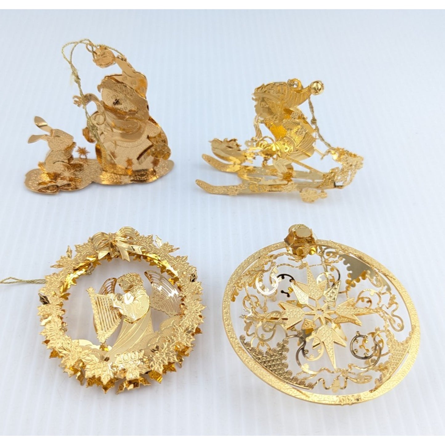 Danbury Mint Gold Christmas Ornaments 2002 in Box Ornament Set