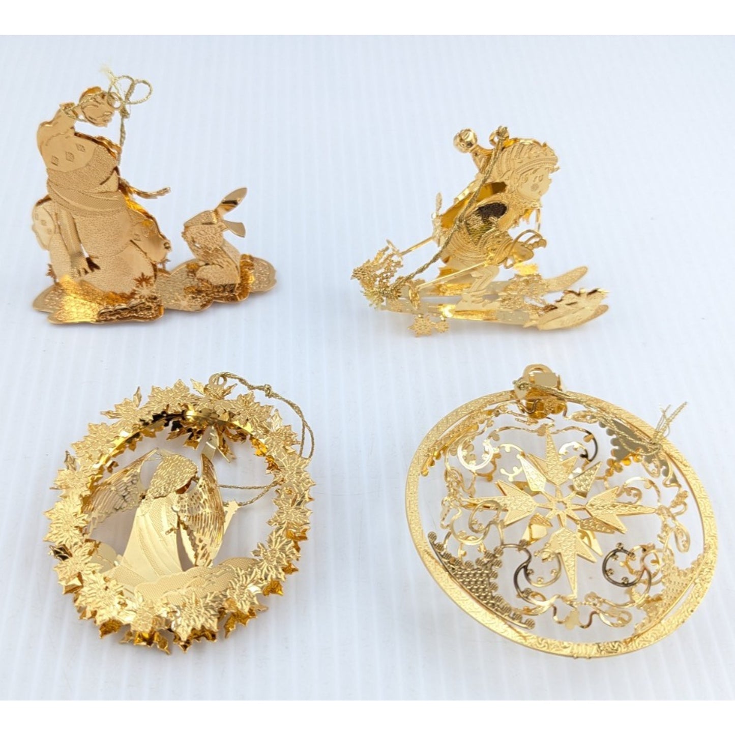 Danbury Mint Gold Christmas Ornaments 2002 in Box Ornament Set