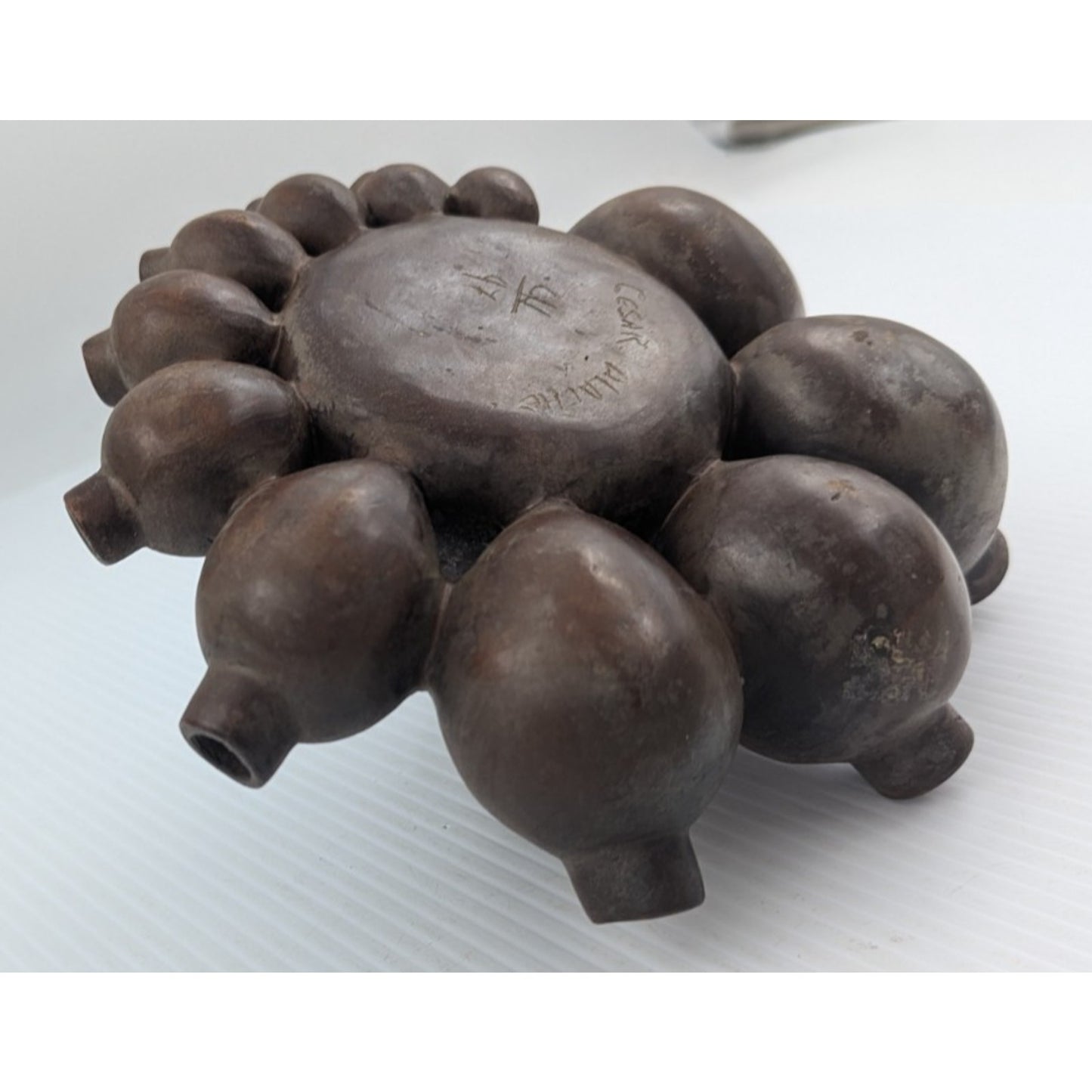 Vintage Peru Chulucanas by Cesar Alache Art Folk Pottery Clay Artist Signed