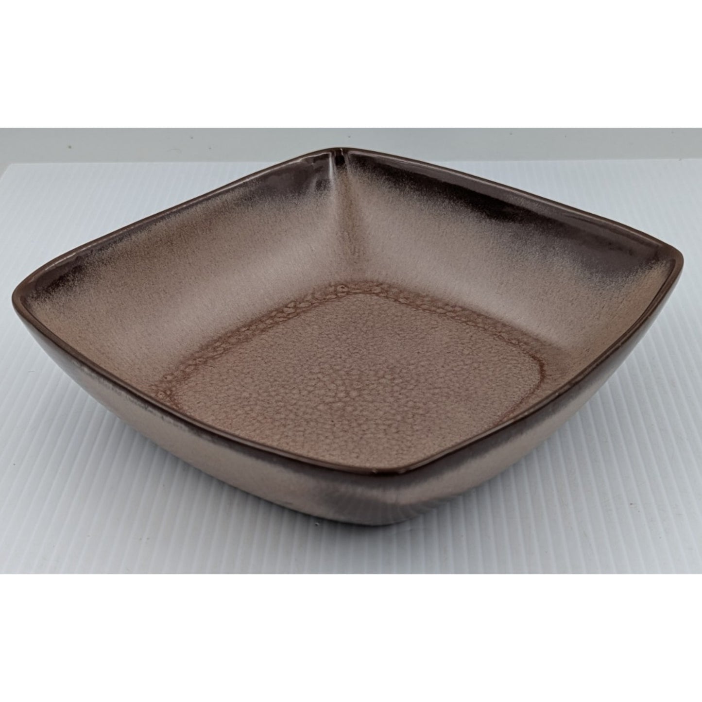 Frankoma Pottery Plainsman Brown Chip and Dip Platter and Square Salad Bowl 5NS