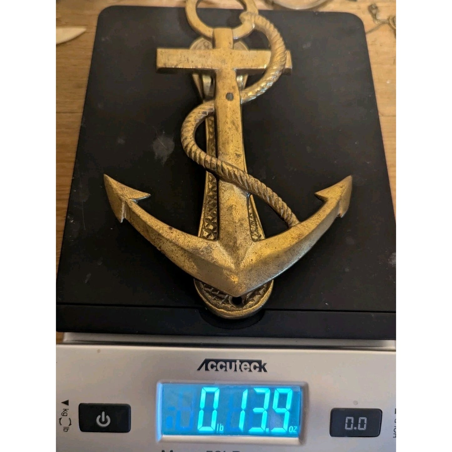 Brass Anchor & Rope Door Knocker 6” Tall Nautical Design