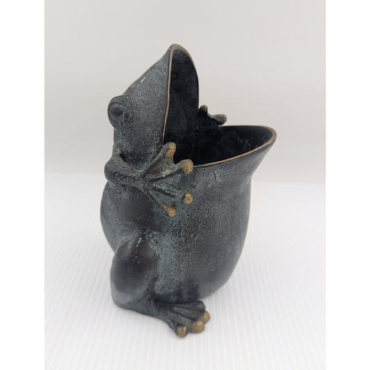 SPI Vintage Brass Frog Statue Planter Holder Vase San Pacific International