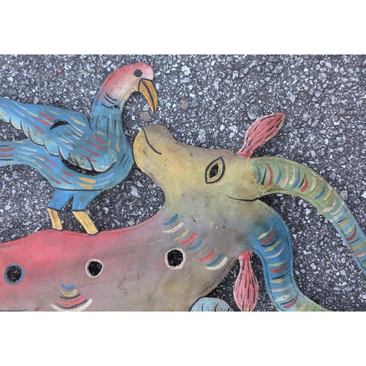 Drum Steel Cut Folk Art Animals Signed Jonas Balan Haitian Metal Sculpture