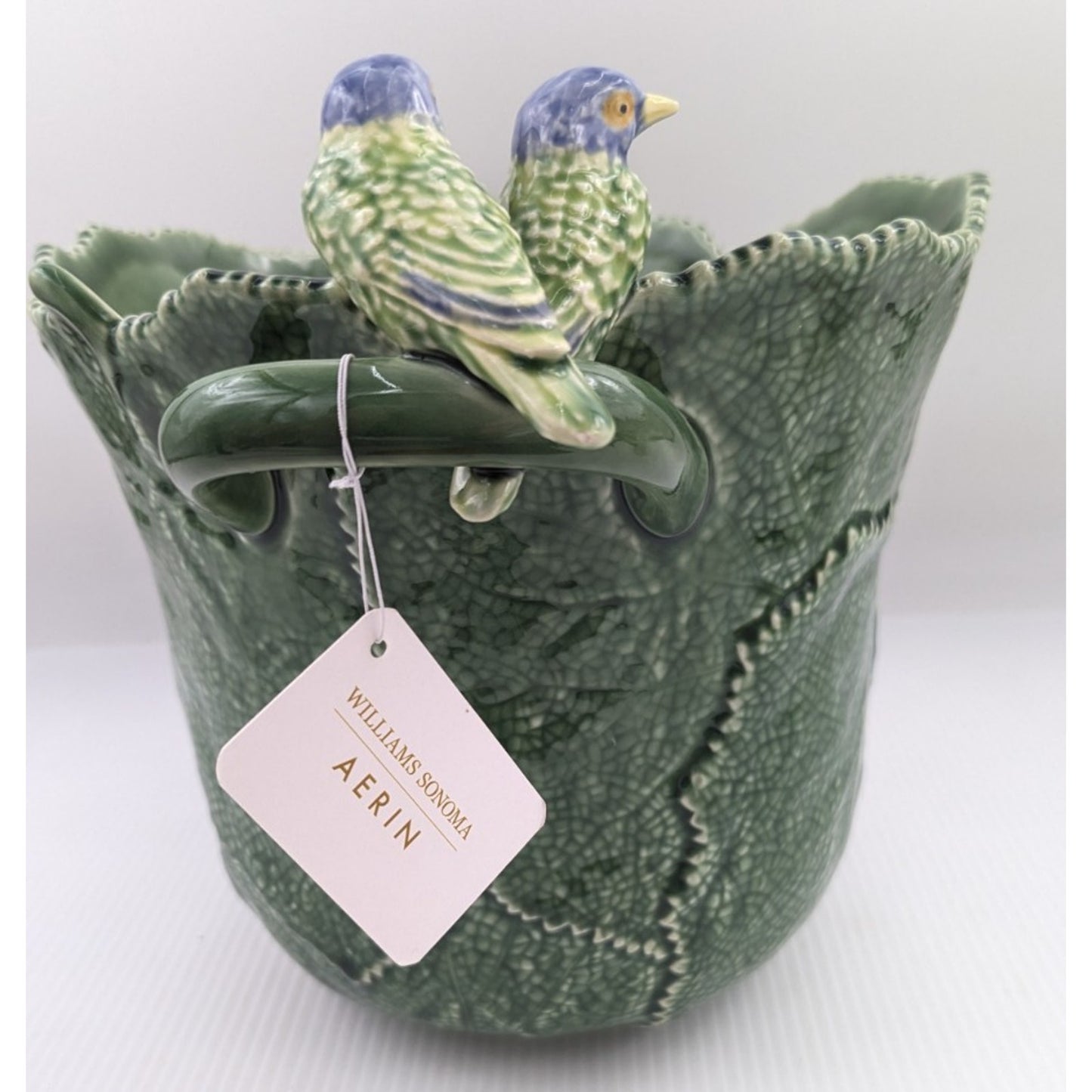 Williams Sonoma Aerin Figural Leaf Birds Champagne Wine Ice Bucket Portugal