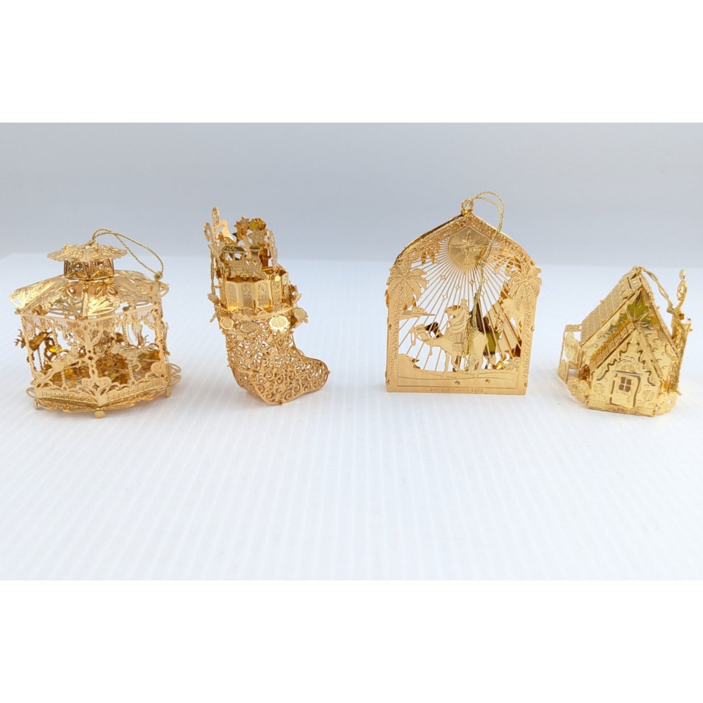 Danbury Mint Gold Christmas Ornaments 2002 in Box Ornament Set
