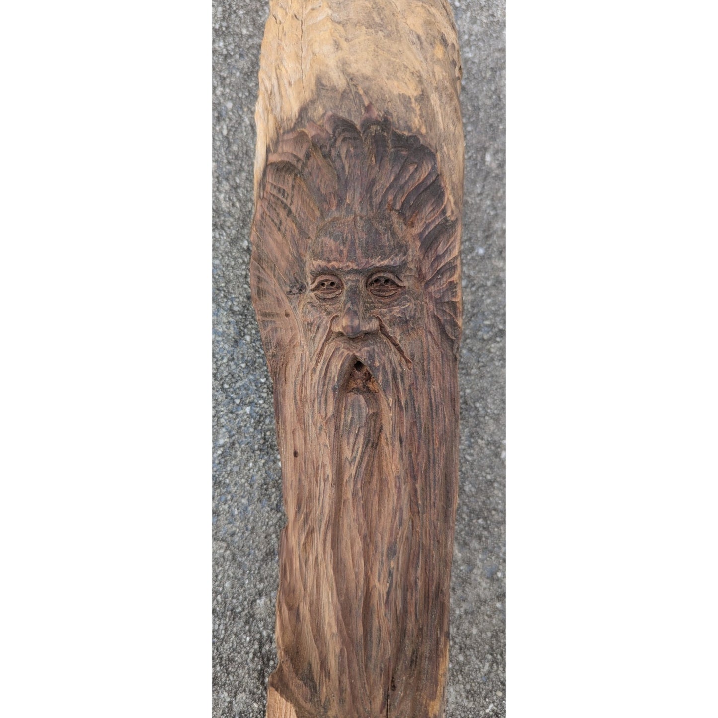 Hand Carved Wood Spirit Sculpture Man Folk Art Branch 13.5"