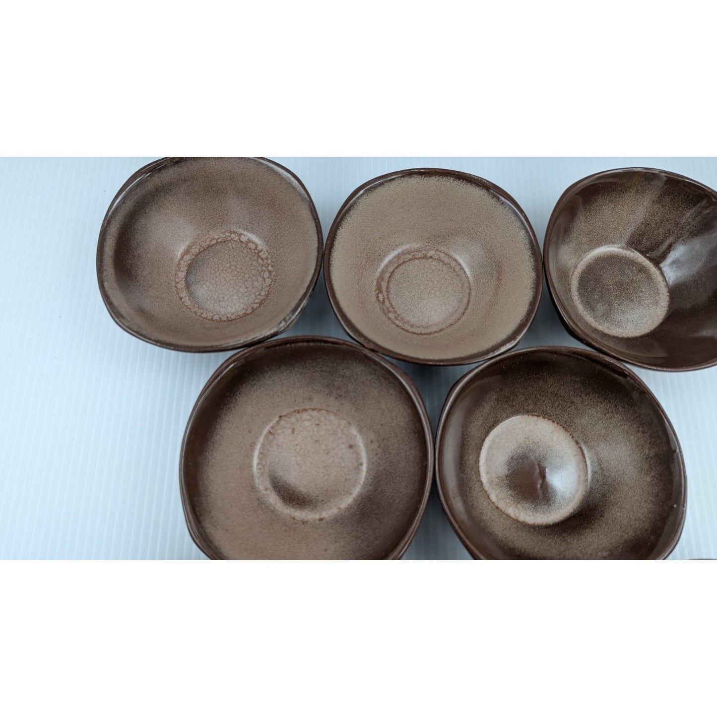 Frankoma Pottery Dessert Fruit Sauce Bowl Set of 8 Bowls 5" Plainsman Brown