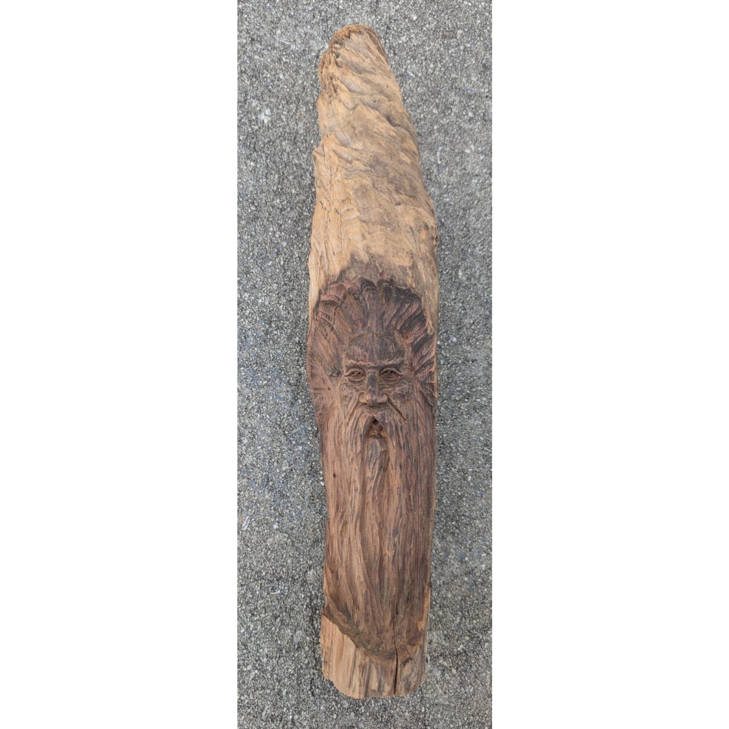 Hand Carved Wood Spirit Sculpture Man Folk Art Branch 13.5"