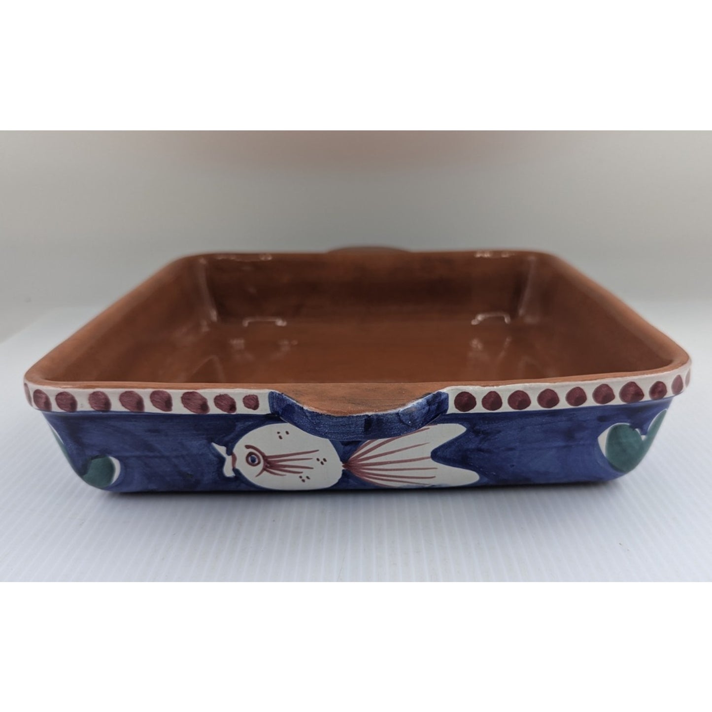 Vietri Solimene Blue Fish Campagna Pesce Square Baking Dish Casserole 11.5 Italy