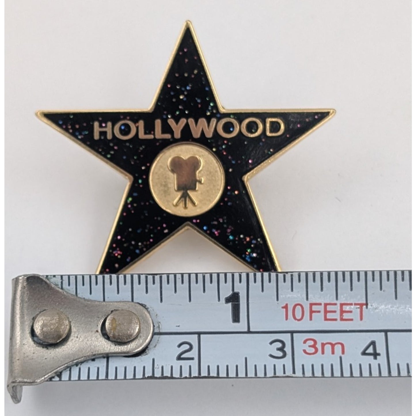 Hollywood Walk Of Fame Star Pin Black Glittery Gold 2002 HCC Pinnacle Lapel Pin