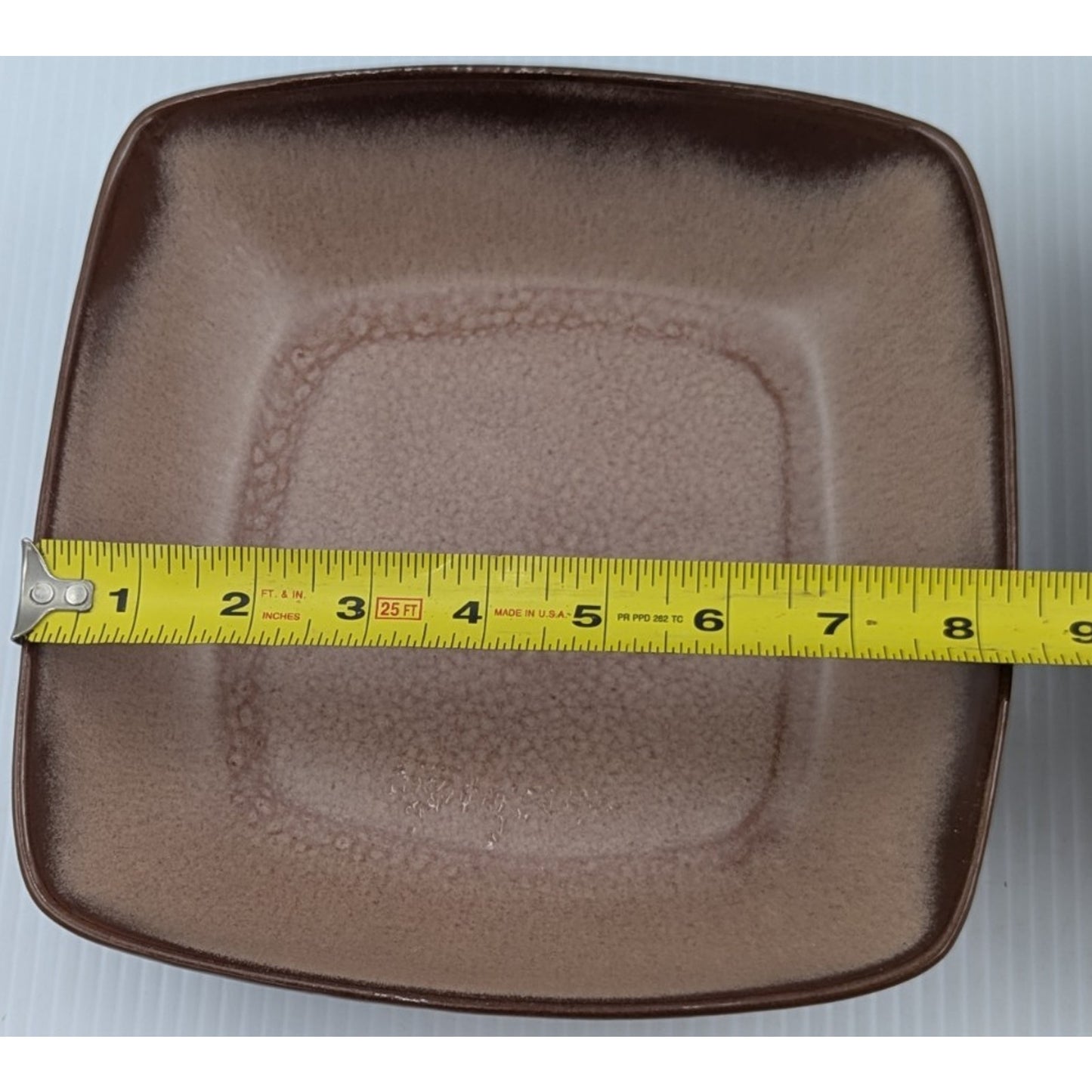 Frankoma Pottery Plainsman Brown Chip and Dip Platter and Square Salad Bowl 5NS
