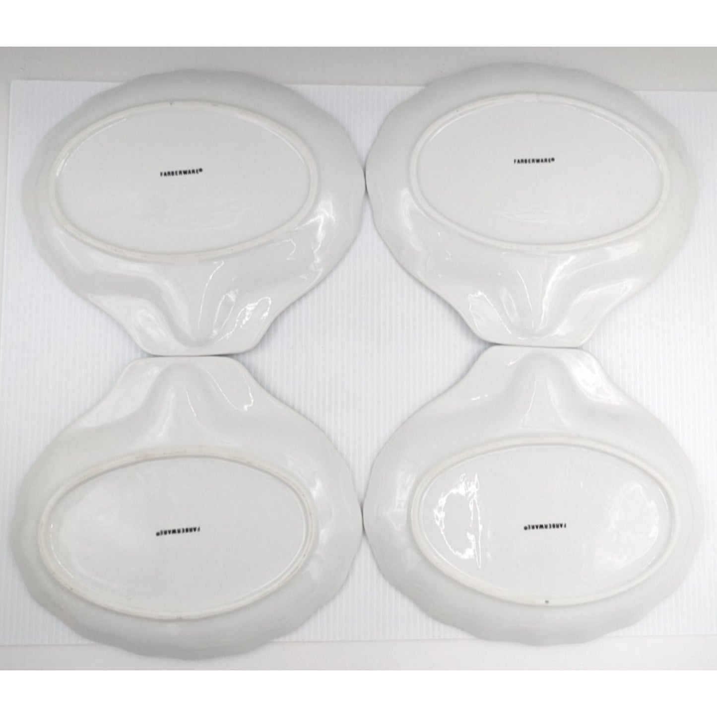 Clam Shell White Dinner Plate set of 4 plates 10-7/8" by Farberware