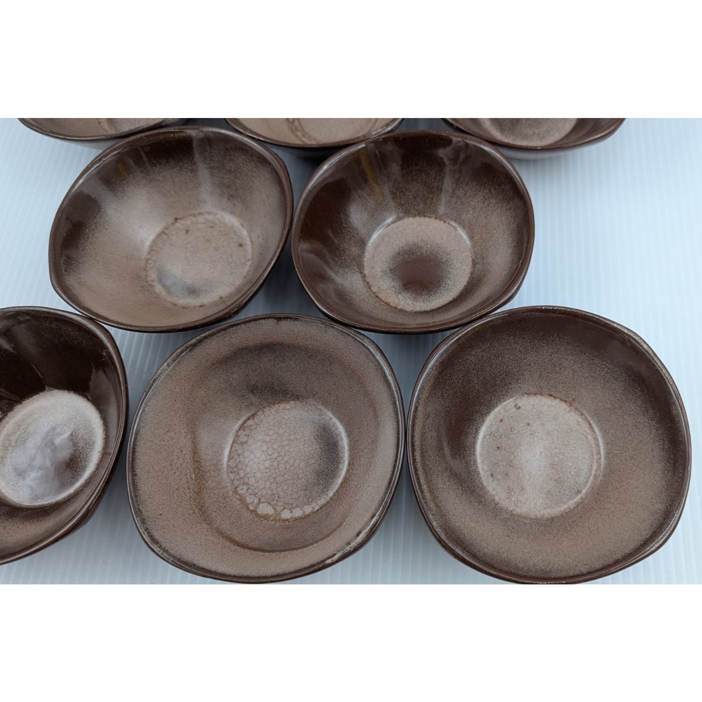 Frankoma Pottery Dessert Fruit Sauce Bowl Set of 8 Bowls 5" Plainsman Brown