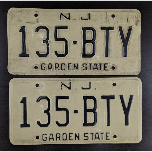 Vintage New Jersey License Plate Garden State 2 Matching Pair Expired