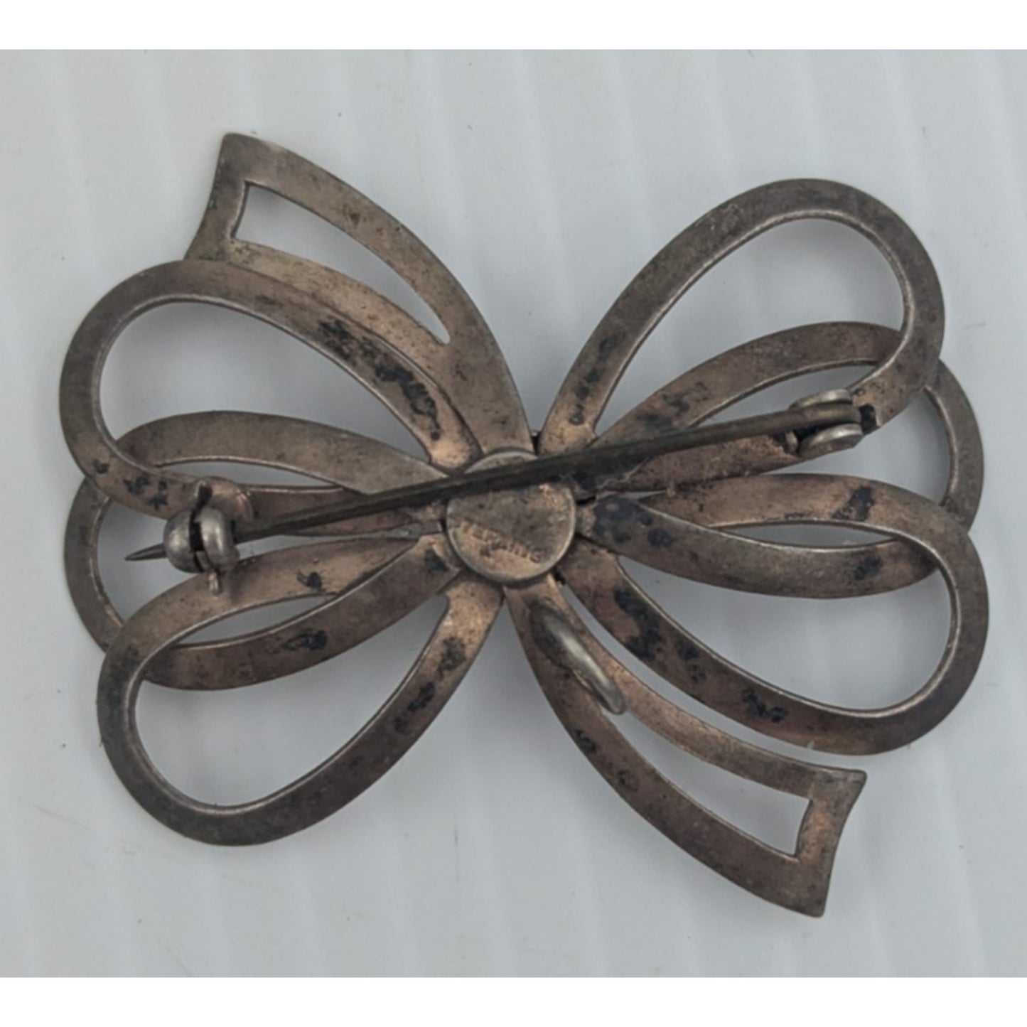 Vintage Modernist Dimensional Abstract Bow Sterling Silver Pin Brooch 8g