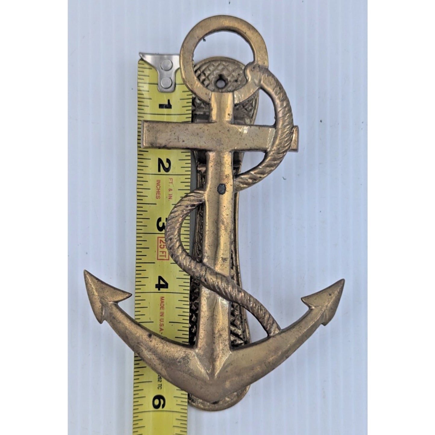 Brass Anchor & Rope Door Knocker 6” Tall Nautical Design