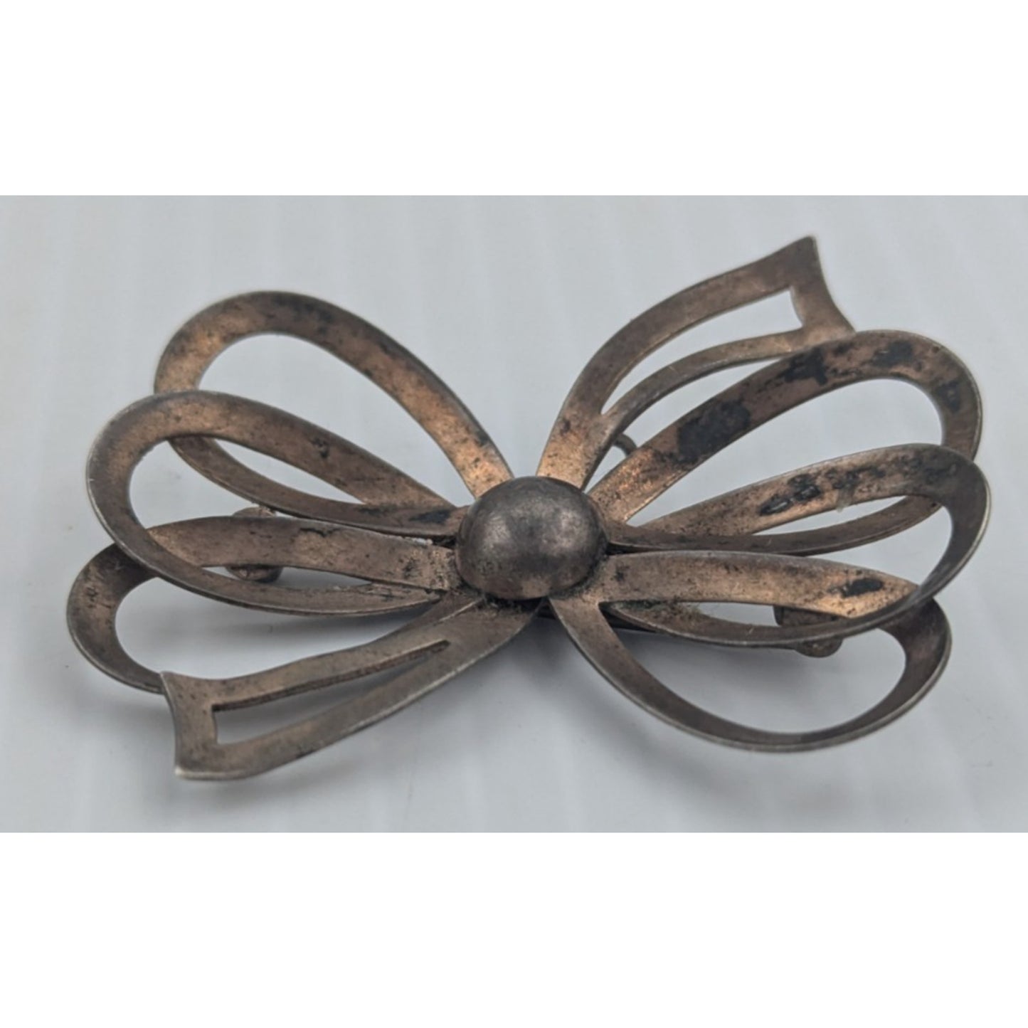 Vintage Modernist Dimensional Abstract Bow Sterling Silver Pin Brooch 8g