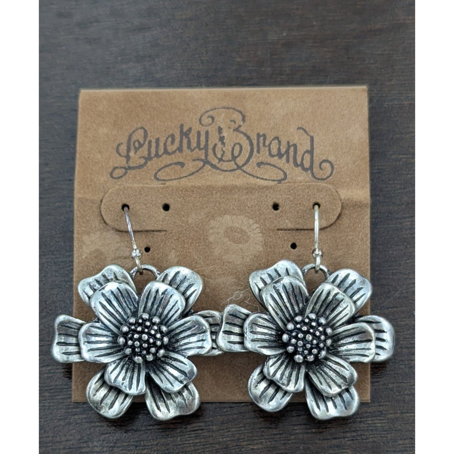 Lucky Brand! Earrings Flower Floral Silver Color