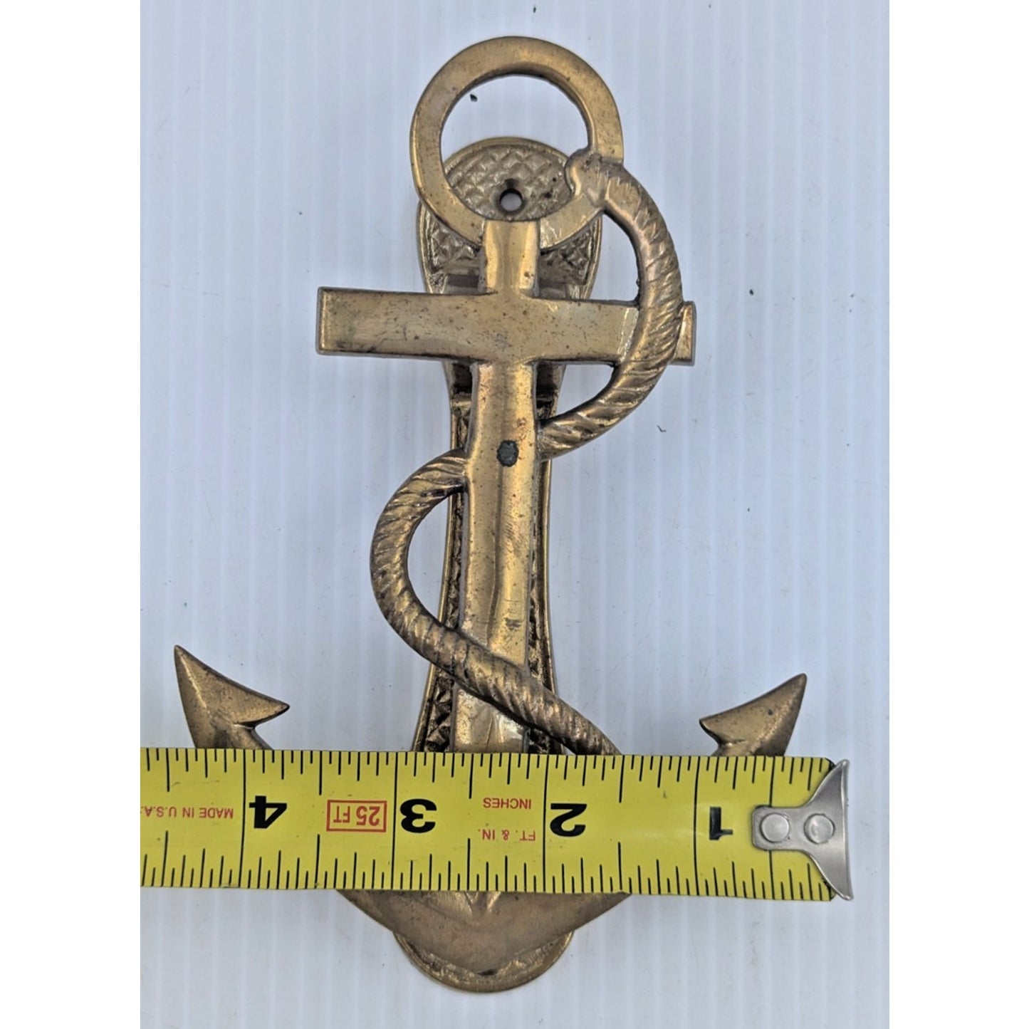 Brass Anchor & Rope Door Knocker 6” Tall Nautical Design