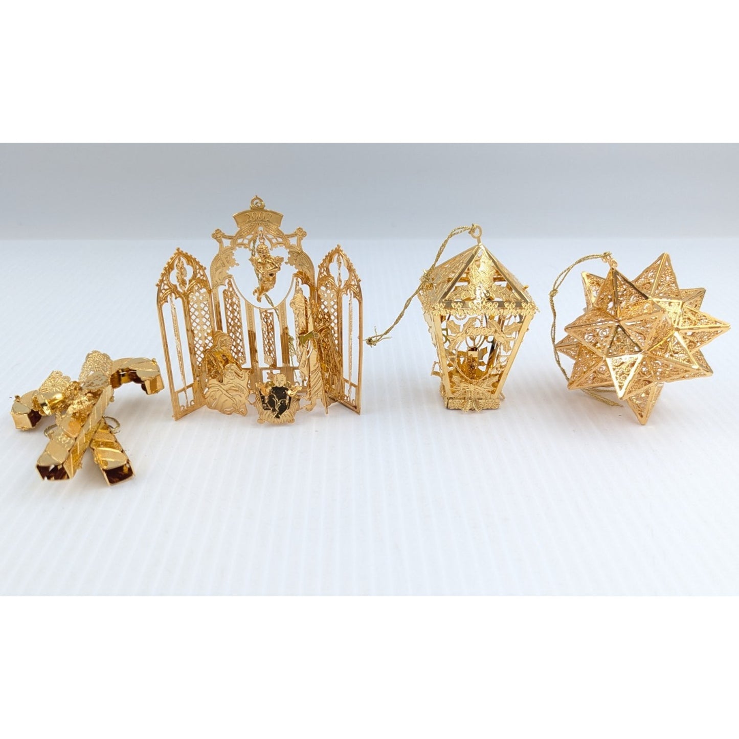 Danbury Mint Gold Christmas Ornaments 2002 in Box Ornament Set