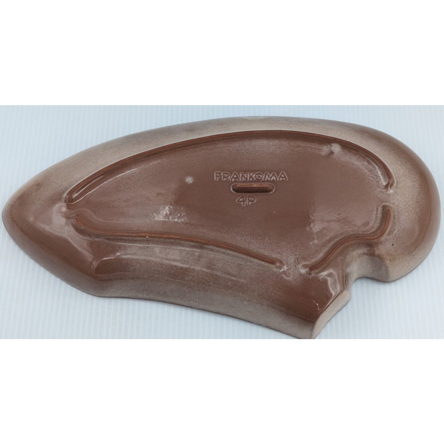 Frankoma Pottery Brown Serving Platter Lazy Bones 4P Vintage Serving Dish 16.25"