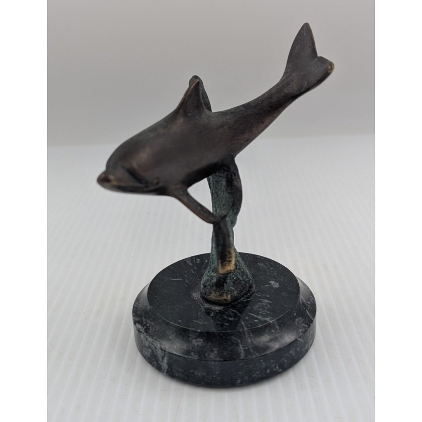 Dolphin Brass Sculpture Vintage SPI Marble Base Small