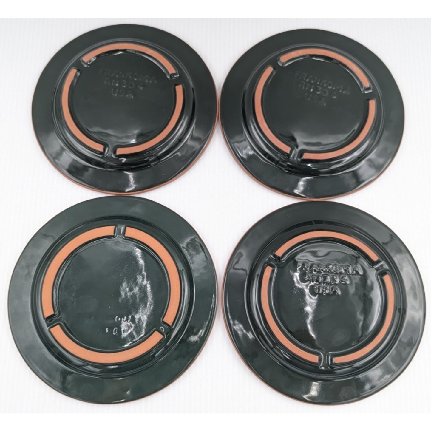 Frankoma Ranch Forest Green Salad Plate Set of 4 Plates Cattle Brands