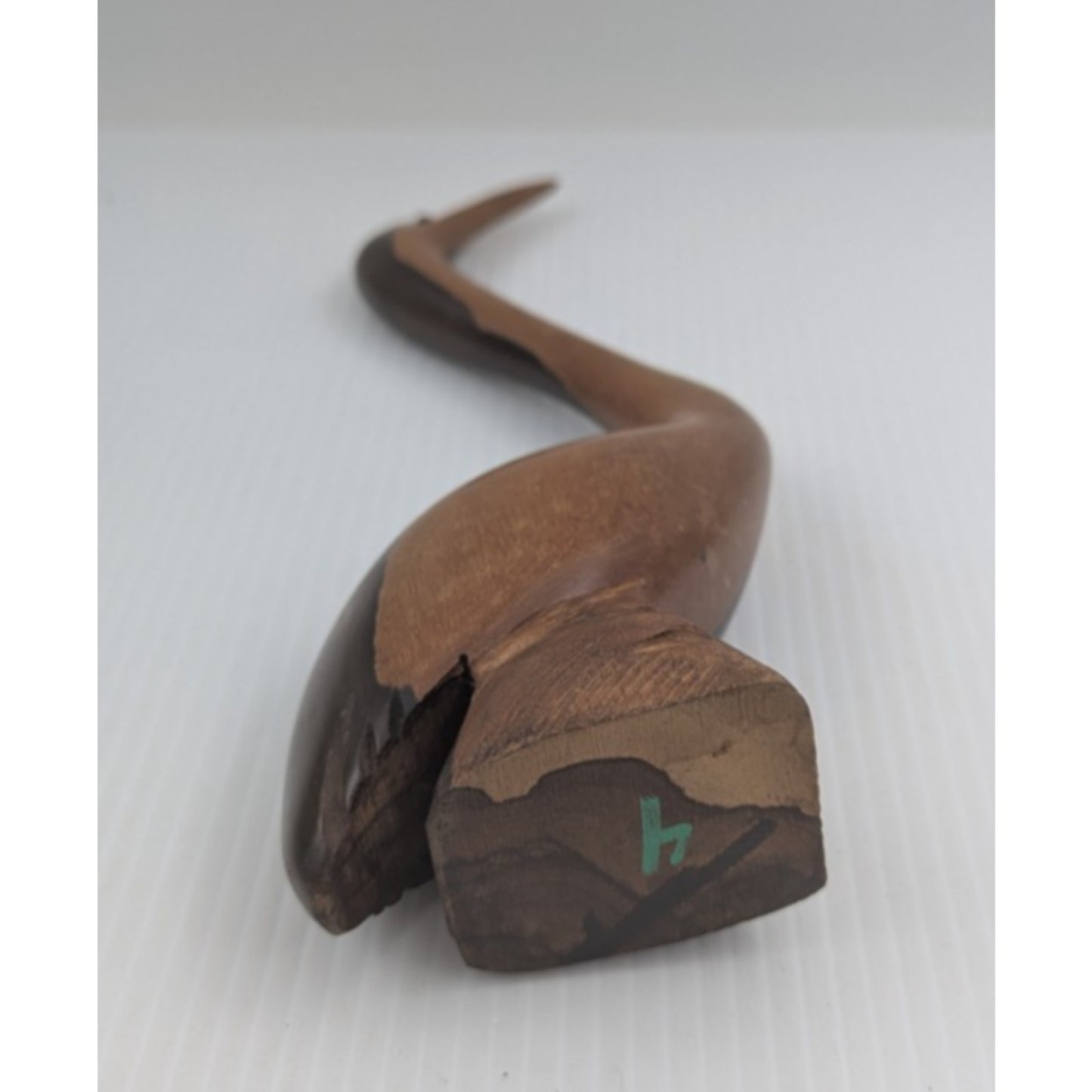 Hand Carved Crane Figurine Sculpture 11.5"H