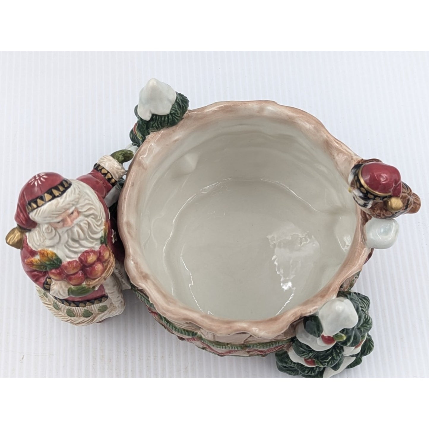 Fitz and Floyd Classics Christmas Lodge Tidbit Candy Nut Bowl Dish Santa Owl