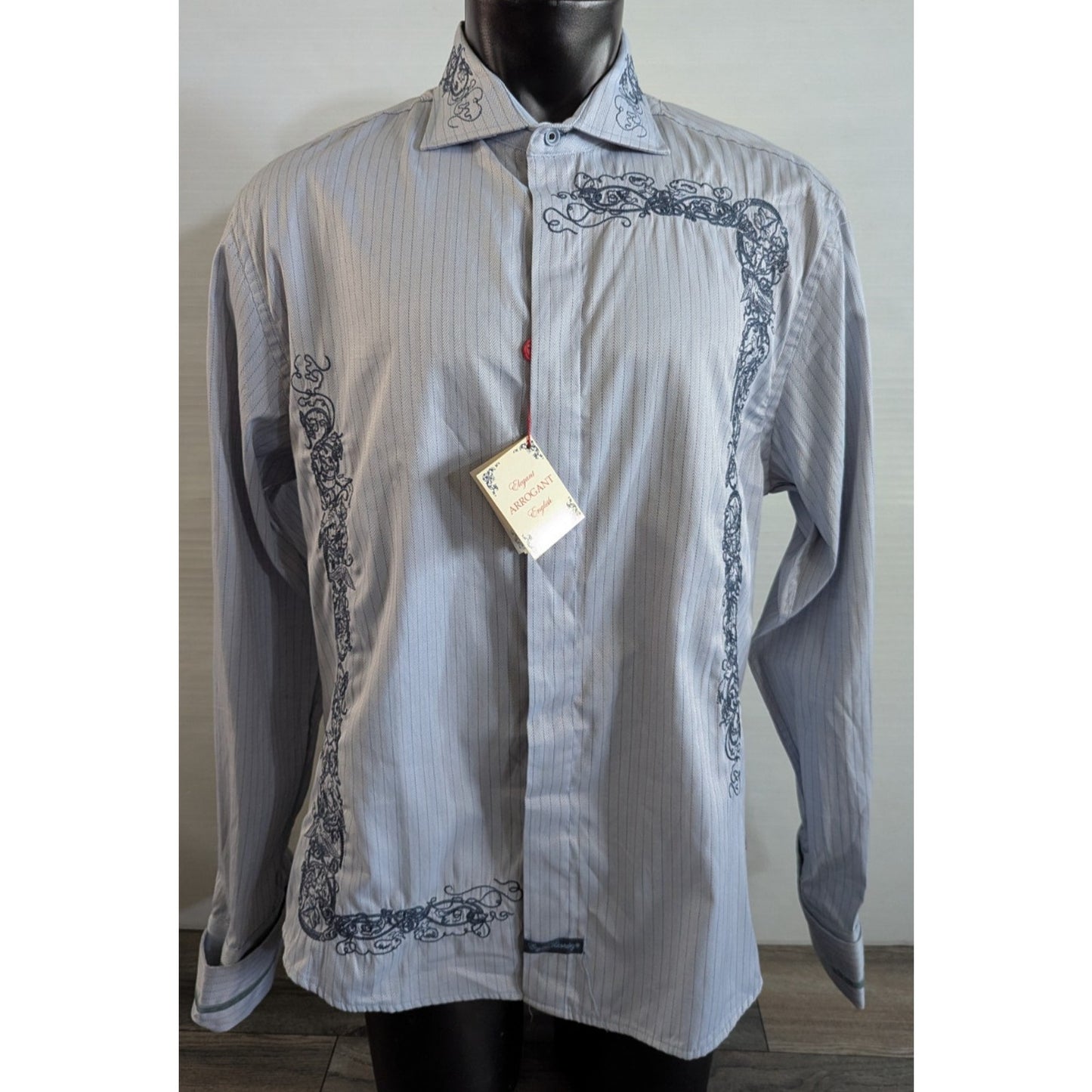 English Laundry Shirt Mens XXL Paisley Embroidered Button Up Flip Cuff - READ