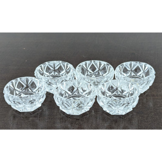 Vintage Clear Glass Open Salt Dishes Cellars Set of 6 Japan