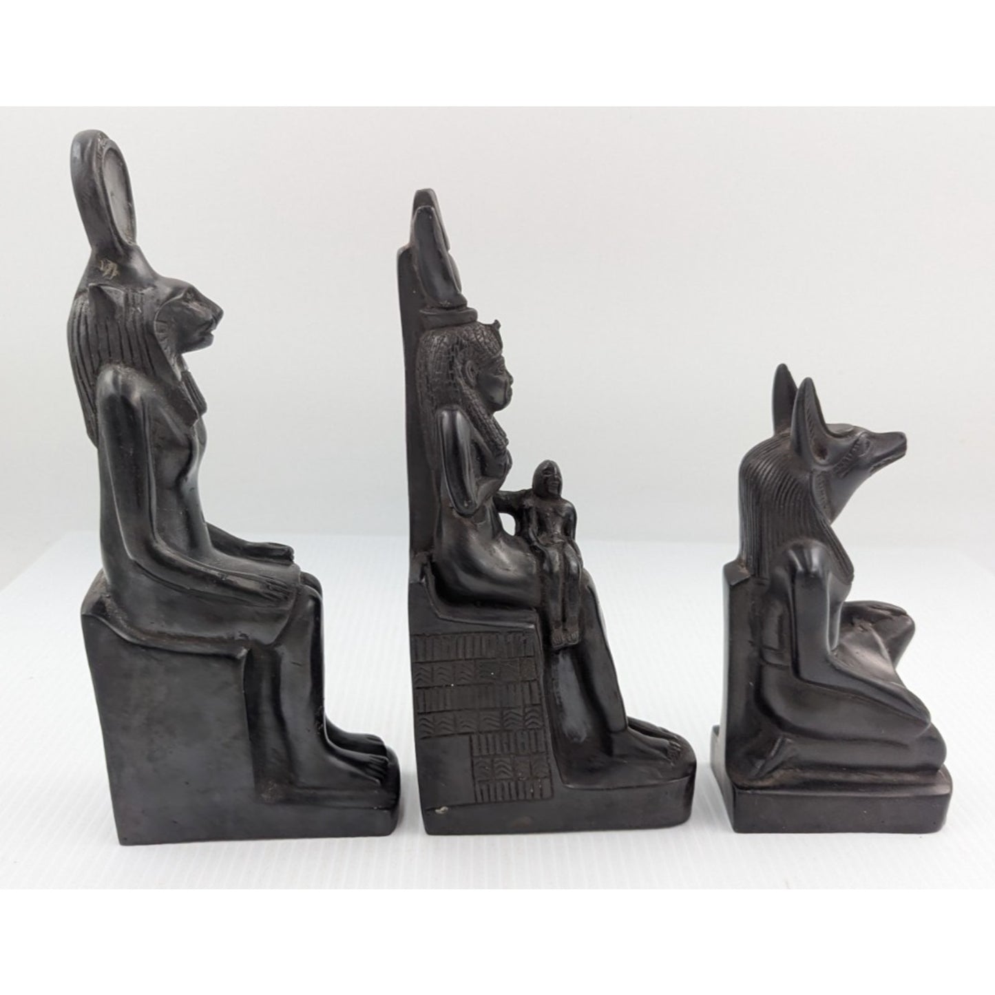 Egyptian God Figurine Set of 3 - Sekhmet, Isis Nursing Her son, Anubis