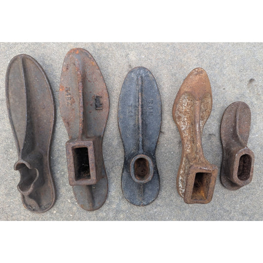 Antique Cast Iron Cobbler Shoe Form Assorted Lot of 5