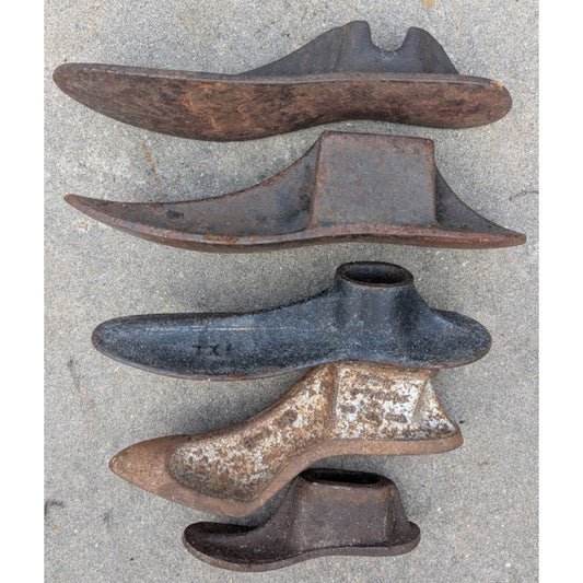 Antique Cast Iron Cobbler Shoe Form Assorted Lot of 5