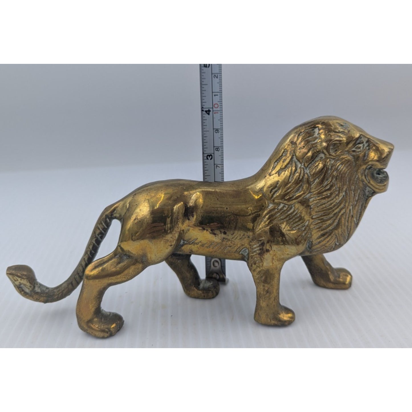 Vintage Roaring Brass Lion Figure 7.5"
