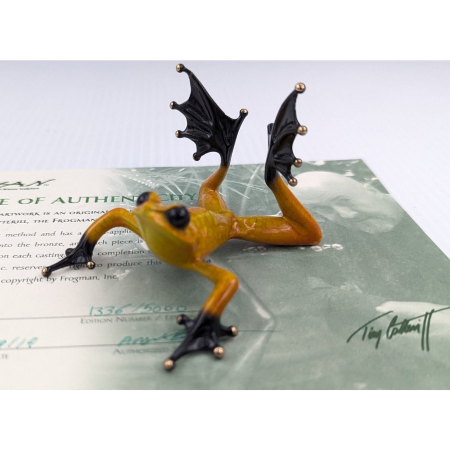 Tim Cotterill Frogman Bronze Frog “Sunbather” Figure LE #1336/5000 w COA BF164