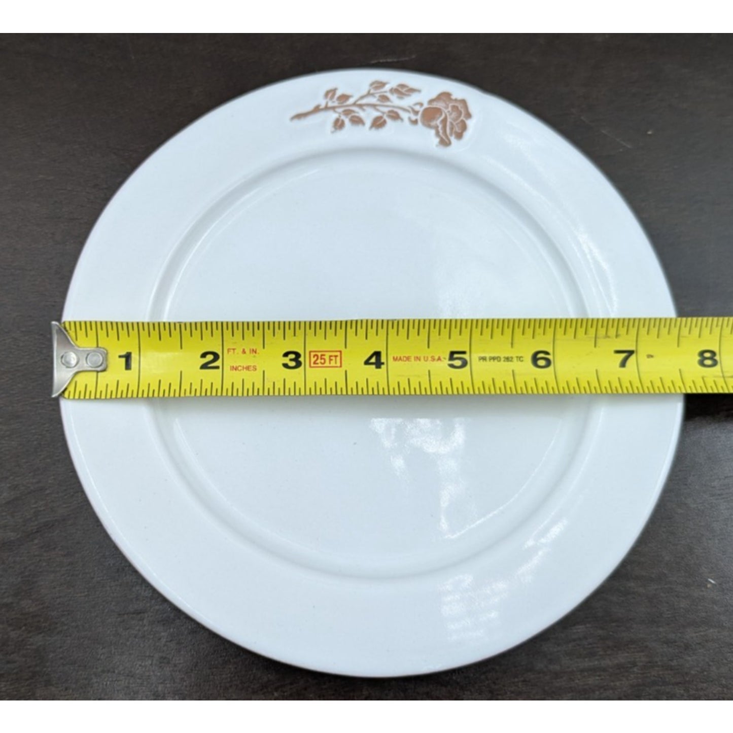 Frankoma Pottery Bone White Rose Flower Salad Plate 7-5/8"